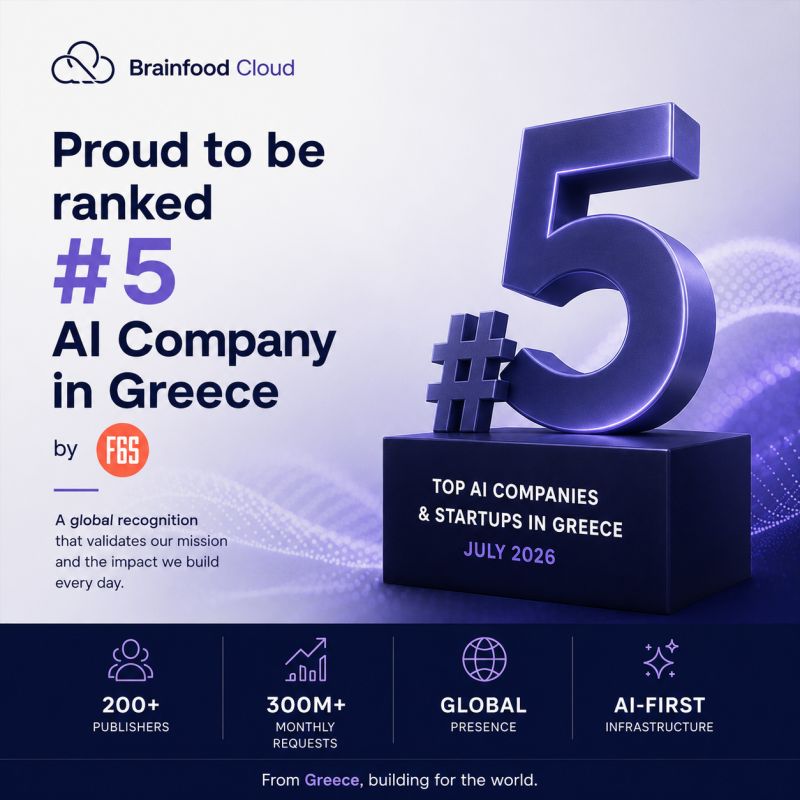Brainfood Cloud Ranked Among Greece’s Top Five AI Companies by F6S